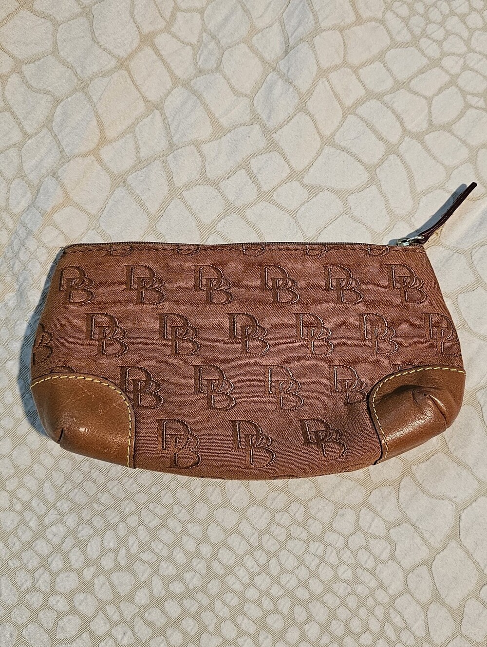 Vintage Dooney & Bourke Monogram Brown Wristlet Pouch